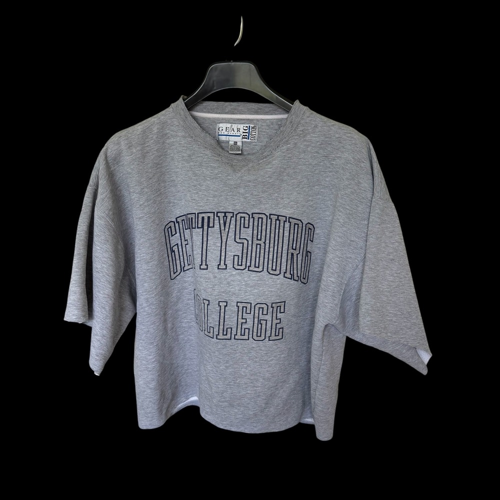 90's Gettysburg College Custom Cropped Cut Sweatshirt XXL Gray Short Sleeve Boxy